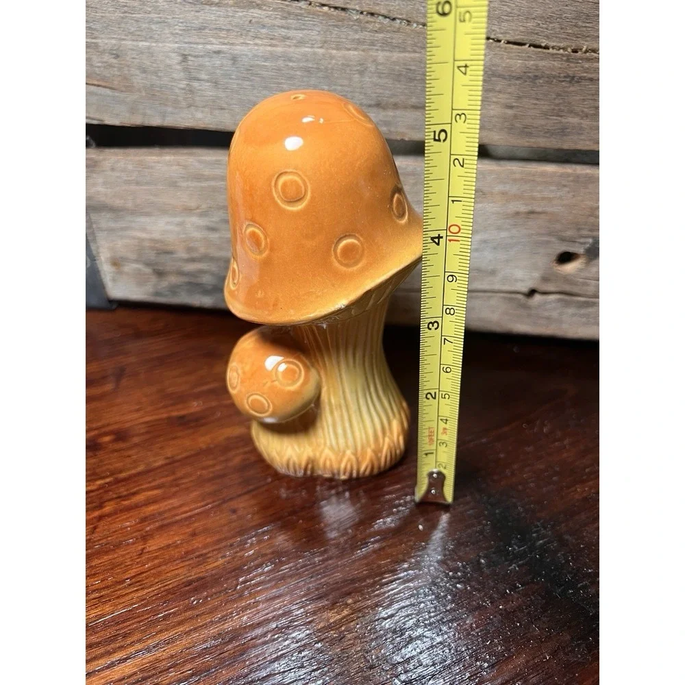 Vintage MCM Tall Double Mushroom Porcelain Shaker Made in Japan Orange